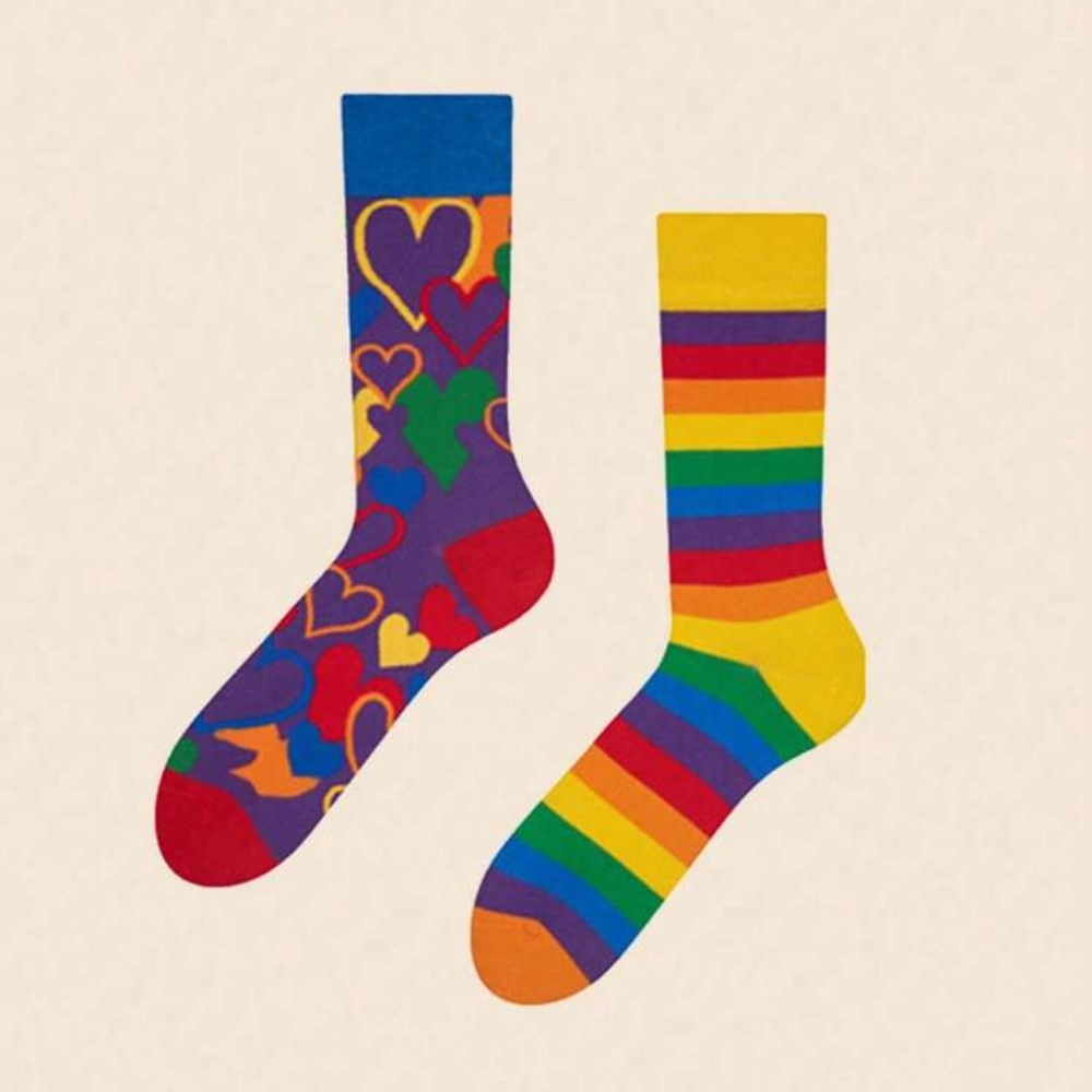 •Love in Full Color• Graphic All Over Mismatch Unisex Crew Socks 3 for $21